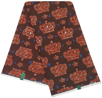 Mode Afrikaanse Polyester Crown Print Echte Garantie Real Wax Java Wax Africain