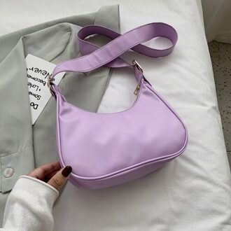 Mode Alle-Wedstrijd Vrouwelijke Crossbody Tassen Effen Kleur Pu Lederen Dames Schouder Onderarm Zak Eenvoudig Vrouwen Hobos Handtassen Paars