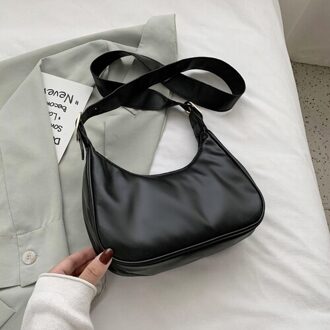 Mode Alle-Wedstrijd Vrouwelijke Crossbody Tassen Effen Kleur Pu Lederen Dames Schouder Onderarm Zak Eenvoudig Vrouwen Hobos Handtassen zwart