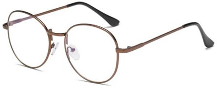 Mode Anti-Blauw Licht Computer Brillen Metalen Frame Mannen Vrouwen Bril Ronde Brillen Gewone Bril bruin