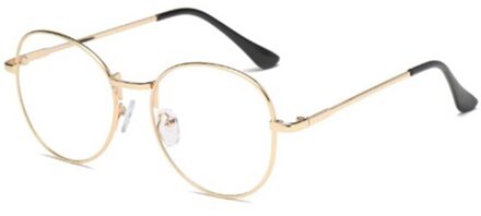 Mode Anti-Blauw Licht Computer Brillen Metalen Frame Mannen Vrouwen Bril Ronde Brillen Gewone Bril goud