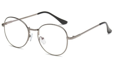 Mode Anti-Blauw Licht Computer Brillen Metalen Frame Mannen Vrouwen Bril Ronde Brillen Gewone Bril grijs