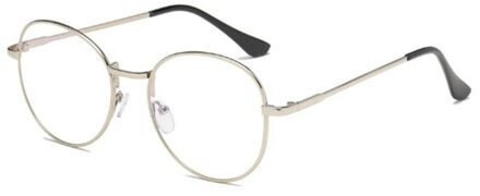 Mode Anti-Blauw Licht Computer Brillen Metalen Frame Mannen Vrouwen Bril Ronde Brillen Gewone Bril zilver