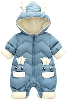 Mode Baby Baby Jongens Meisjes Kleding Herfst Winter Coat Thicken Warm Baby Romper Cartoon Romper Jumpsuit Baby Uitloper blauw / 0-6 Months