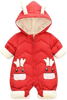 Mode Baby Baby Jongens Meisjes Kleding Herfst Winter Coat Thicken Warm Baby Romper Cartoon Romper Jumpsuit Baby Uitloper rood / 12-18 Months