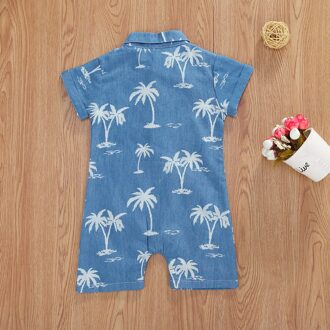 Mode Baby Jongens Revers Romper Zomer Baby Kokospalm Afdrukken Korte Mouw Knop Jumpsuit Kleding Voor Reizen 6m
