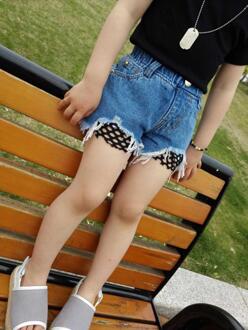 Mode Baby Meisjes Mesh Jeans Shorts Meisje Korte Broek Katoen Zomer Kids Ripped Jeans Voor Kinderen Denim Shorts 100