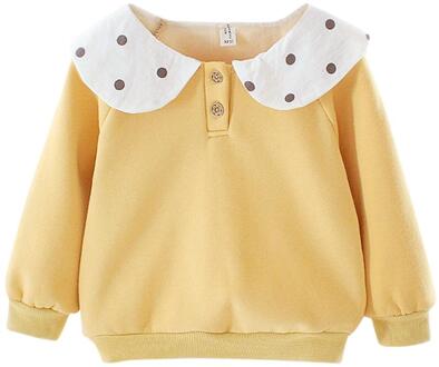 Mode Baby Meisjes Sweatshirt Klassieke Delicate Mooie Winter Baby Meisjes Lange Mouw Lotus Kraag Dot Fleece Warm Sweatshi geel / 24M