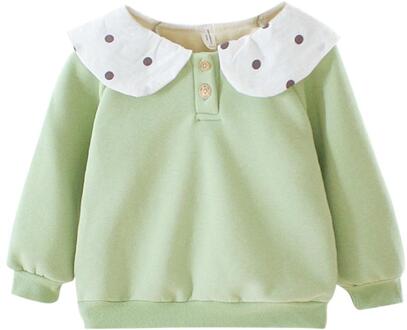 Mode Baby Meisjes Sweatshirt Klassieke Delicate Mooie Winter Baby Meisjes Lange Mouw Lotus Kraag Dot Fleece Warm Sweatshi groen / 24M