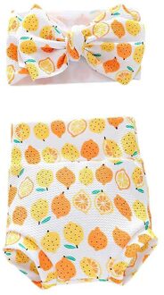 Mode Baby Shorts & Hoofdband Set Baby Jongen Meisje Katoen Flamingo Patroon Luier Cover Peuter Katoenen Baby Bloeiers Kleding geel