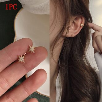 Mode Bladgoud Clip Earring Voor Vrouwen Zonder Piercing Puck Rock Vintage Crystal Star Oor Manchet Meisjes Sieraden 01 goud