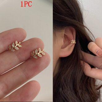 Mode Bladgoud Clip Earring Voor Vrouwen Zonder Piercing Puck Rock Vintage Crystal Star Oor Manchet Meisjes Sieraden 02 goud