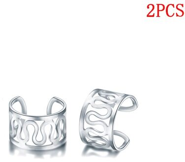 Mode Bladgoud Clip Earring Voor Vrouwen Zonder Piercing Puck Rock Vintage Crystal Star Oor Manchet Meisjes Sieraden 06 zilver