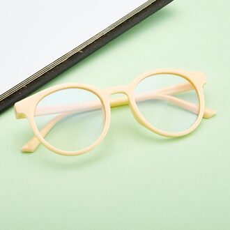 Mode Blauw Licht Zonnebril Geen Graden Brilmontuur Ronde Optische Brillen Frame Praktische Draagbare Eyewear Accessoires beige wit
