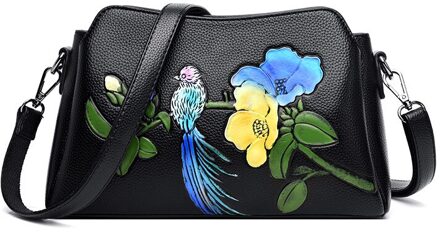 Mode Bloem Lederen Luxe Handtassen Vrouwen Tassen Handtassen Bloem Chinese Stijl Crossbody Tassen Voor Vrouwen Birds en flowers