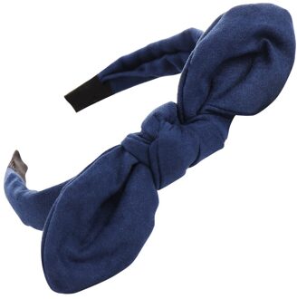 Mode Boog Knoop Kleurrijke Haarband Vrouwen Haar Hoofd Hoepel Zoete Meisjes Suede Hoofdband Knoop Kralen Haarband Zoete Elastische Meubi marine