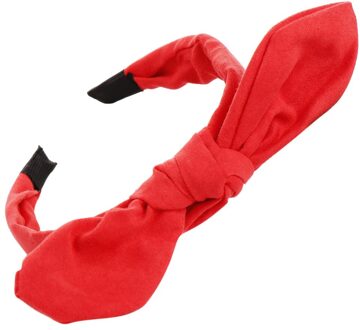 Mode Boog Knoop Kleurrijke Haarband Vrouwen Haar Hoofd Hoepel Zoete Meisjes Suede Hoofdband Knoop Kralen Haarband Zoete Elastische Meubi rood