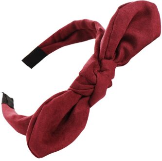 Mode Boog Knoop Kleurrijke Haarband Vrouwen Haar Hoofd Hoepel Zoete Meisjes Suede Hoofdband Knoop Kralen Haarband Zoete Elastische Meubi wijn