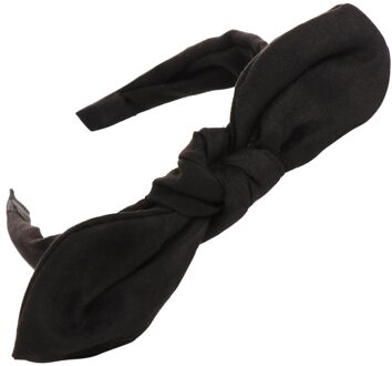 Mode Boog Knoop Kleurrijke Haarband Vrouwen Haar Hoofd Hoepel Zoete Meisjes Suede Hoofdband Knoop Kralen Haarband Zoete Elastische Meubi zwart