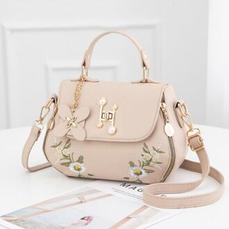 Mode Borduren Vrouwelijke Tassen Handtassen Kleine Tas Sweet Lady Schoudertas Pu Lederen Tas khaki
