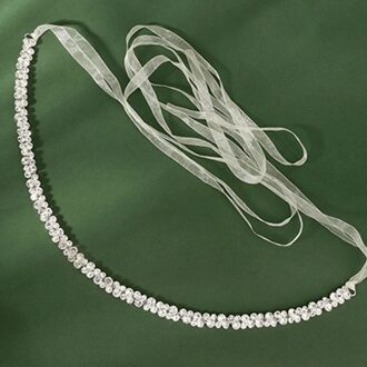 Mode Bruid Bruiloft Lint Zilver Kleur Rhinestone Crystal Riem Lint Parels Body Chain Bruids Tailleband Accessoires Lb