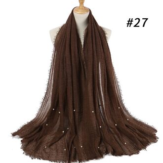 Mode Bubble Katoen Kralen Rimpel Sjaal Vlakte Crumple Parel Wrap Vrouwen Foulard Pashmina Moslim Hoofdband Hijab 18