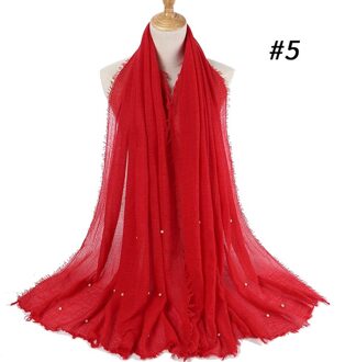 Mode Bubble Katoen Kralen Rimpel Sjaal Vlakte Crumple Parel Wrap Vrouwen Foulard Pashmina Moslim Hoofdband Hijab 4