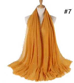 Mode Bubble Katoen Kralen Rimpel Sjaal Vlakte Crumple Parel Wrap Vrouwen Foulard Pashmina Moslim Hoofdband Hijab 6