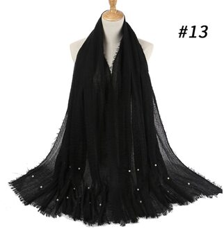 Mode Bubble Katoen Kralen Rimpel Sjaal Vlakte Crumple Parel Wrap Vrouwen Foulard Pashmina Moslim Hoofdband Hijab 9