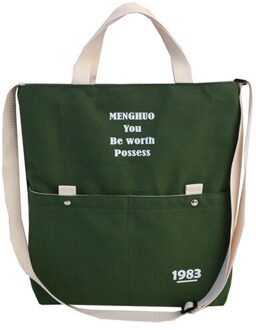 Mode Canvas Handtassen Letters Gedrukt Grote Capaciteit Crossbody Tas Vrouwen Student Casual Schoudertassen groen