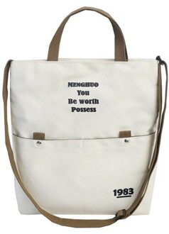 Mode Canvas Handtassen Letters Gedrukt Grote Capaciteit Crossbody Tas Vrouwen Student Casual Schoudertassen wit