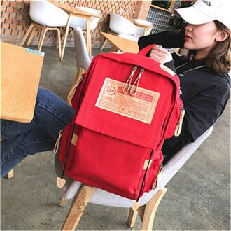 Mode Canvas Rugzak Vrouwen Schoudertas Schooltassen Voor Tiener Meisjes Jongens Casual Reizen Rugzak Zwart Mochila Sac A Dos rood