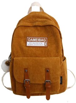 Mode Corduroy Rugzak Schooltas Casual College Dagrugzak Voor Tiener bruin
