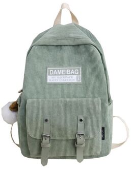 Mode Corduroy Rugzak Schooltas Casual College Dagrugzak Voor Tiener groen