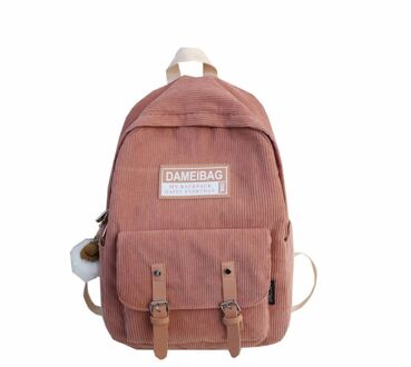 Mode Corduroy Rugzak Schooltas Casual College Dagrugzak Voor Tiener roze