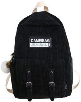 Mode Corduroy Rugzak Schooltas Casual College Dagrugzak Voor Tiener zwart