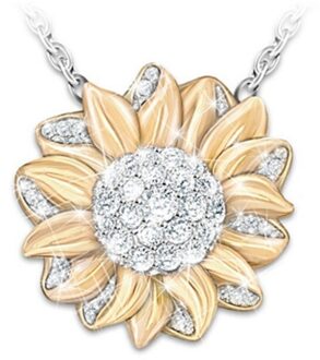 Mode Creatieve Leuke Zon Bloem Ingelegd Zirkoon Ketting Vrouwen Valentijnsdag Partij Prom Sieraden