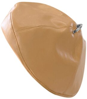 Mode Dame Herfst Winter Baretten Hoed Franse Kunstenaar Retro Stijl Warm PU Leer Vrouwelijke Beanie Hoed Effen Kleur Hoofddeksels Baretten khaki