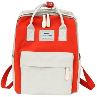 Mode dames tas rugzak student canvas college rugzak grote capaciteit rugzak effen kleur horizontale vierkante bagY412 rood