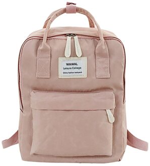 Mode dames tas rugzak student canvas college rugzak grote capaciteit rugzak effen kleur horizontale vierkante bagY412 roze