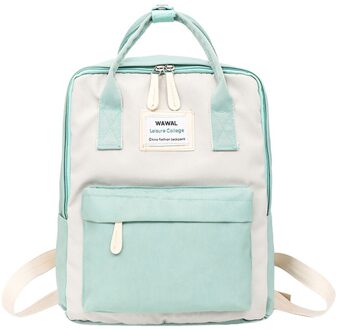 Mode dames tas rugzak student canvas college rugzak grote capaciteit rugzak effen kleur horizontale vierkante bagY412 WH
