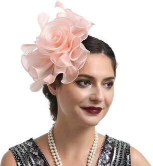 Mode Dames Tovenaar Feather Bloem Haar Clip Haarspeld Bruiloft Kerk Cocktail Party Hoofddeksels Accessoires Xmas champagne goud