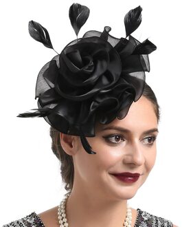 Mode Dames Tovenaar Feather Bloem Haar Clip Haarspeld Bruiloft Kerk Cocktail Party Hoofddeksels Accessoires Xmas zwart