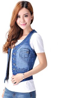 Mode Denim Vest Vrouwen Sleeveness Jeans Jacket Vest Casual Slim Zomer Vesten V-hals Big Size S-5XL (40- 100) KG