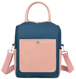 Mode Draagbare Lunch Tas Thermische Geïsoleerde Lunch Box Tote Koeler Handtas Bento Pouch Diner Container School Voedsel Opslag L-donker blauw