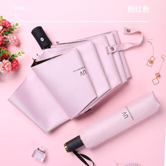 Mode Drie-Opvouwbare Paraplu Regen Dames Heren Mini Pocket Parasols Meisjes Uv Bescherming Waterdichte Draagbare Reizen Umbre roze