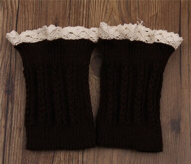 Mode Dubbele Knop Kabel Gebreide Boot Manchet Korte Been Warmer Womens Boot Sokken Gebreide Kant Trim Laarzen Accessoires koffie