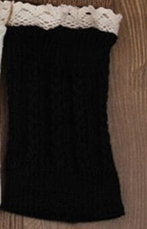 Mode Dubbele Knop Kabel Gebreide Boot Manchet Korte Been Warmer Womens Boot Sokken Gebreide Kant Trim Laarzen Accessoires zwart