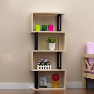 Mode Eenvoudige En Moderne Combinatie Boekenkast Vier-Layer Desktop Vloer Tot Plafond Erker Plank Creatieve Kleine Boekenplank B1