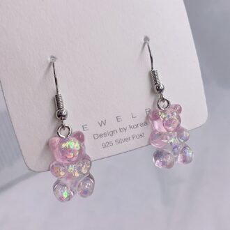 Mode Eenvoudige Leuke Kleurrijke Acryl Animal Beer Dangle Oorbellen Voor Meisjes Vrouwen Kinderen Mooie Sieraden 3